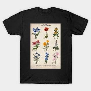 Vintage Floral Wildflower Illustrations T-Shirt